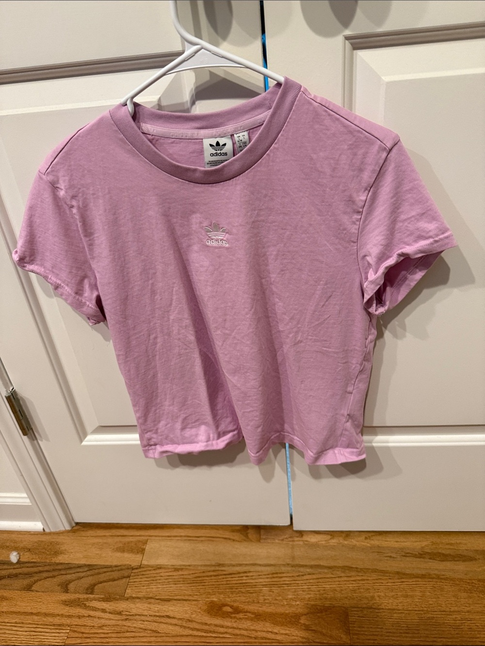 adidas Lavender Cropped Crew Tee